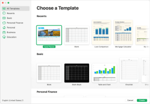 VoiceOver, Numbers spreadsheet, Mac