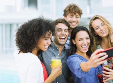 Ecstatic group enjoying the party