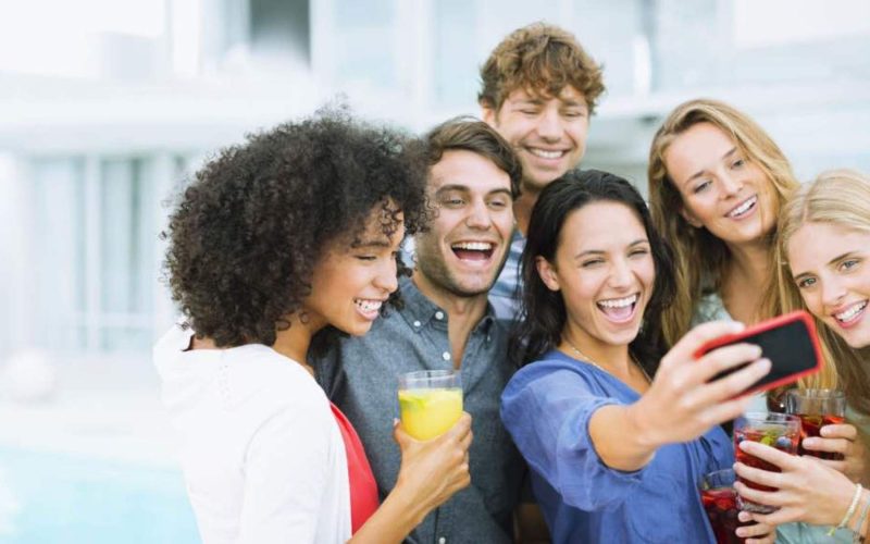 Ecstatic group enjoying the party