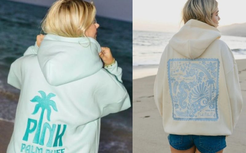 _World of Pink Palm Puff Hoodies, Streetwear & Luxury Comfort