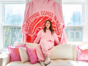 Pink Palm Puff Hoodie
