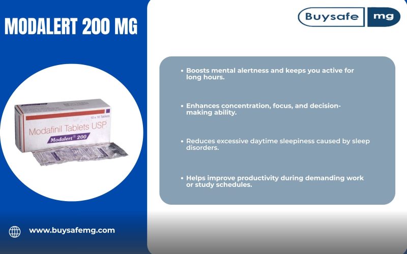 Modalert 200 mg tablets for focus and wakefulness — buy online from BuySafeMG.