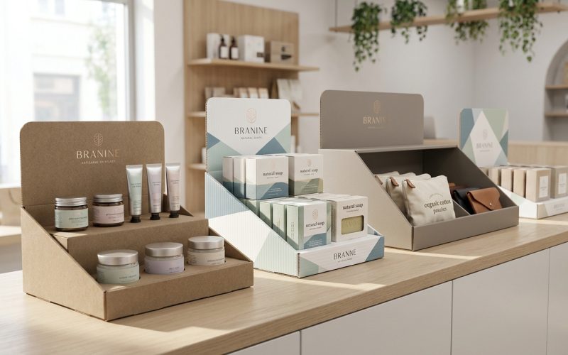 Custom display boxes designed for attractive retail product presentation and improved brand visibility.